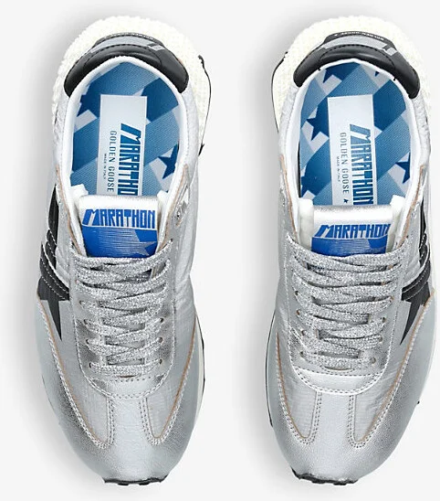 Womens Silver Com Men's Marathon Runner Leather and Mesh Low-Top Trainers Eur 41 / 8 Uk Women - Image 2