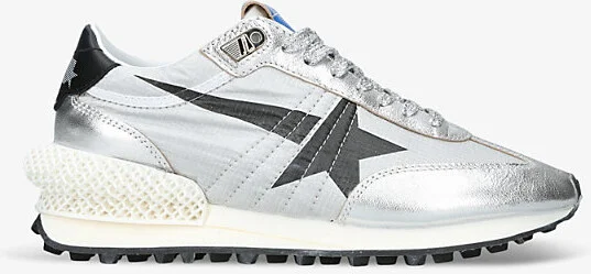 Womens Silver Com Men's Marathon Runner Leather and Mesh Low-Top Trainers Eur 41 / 8 Uk Women