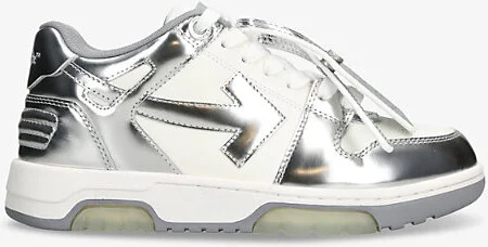 Womens Silver Com Out Of Office Leather Low-Top Trainers Eur 36 / 3 Uk Women