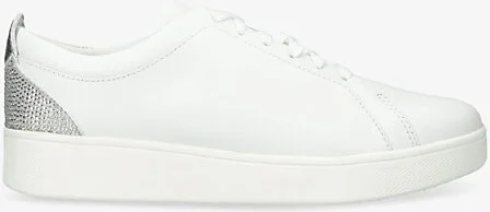 Womens Silver Com Rally Crystal-Embellished Leather Low-Top Trainers Eur 41 / 8 Uk Women
