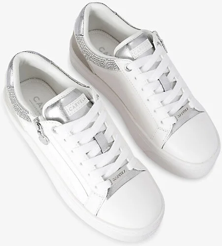 Womens Silver Com Statement Zip Faux-Leather Trainers Eur 36 / 3 Uk Women - Image 2