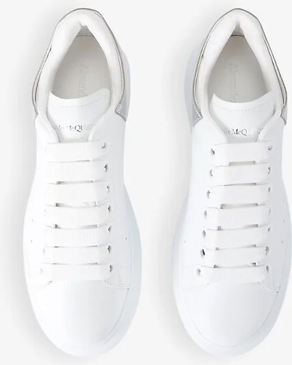 Womens Silver Com Women's Oversized Leather Low-Top Trainers Eur 37.5 / 4.5 Uk Women - Image 2