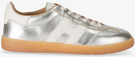 Womens Silver Cool Metallic-Leather Low-Top Trainers Eur 36 / 3 Uk Women