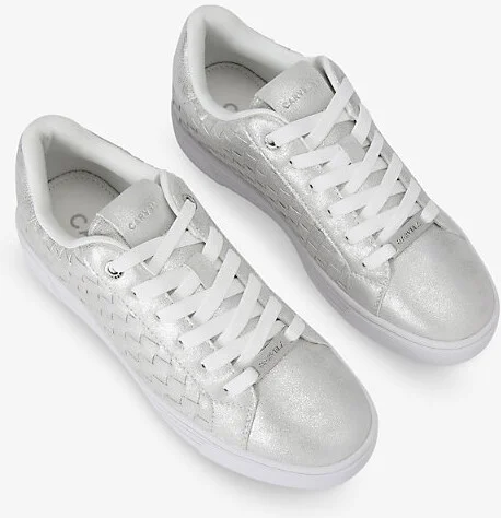 Womens Silver Daze Weave Logo-Plaque Faux-Leather Low-Top Trainers Eur 39 / 6 Uk Women - Image 2