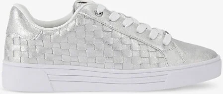 Womens Silver Daze Weave Logo-Plaque Faux-Leather Low-Top Trainers Eur 39 / 6 Uk Women