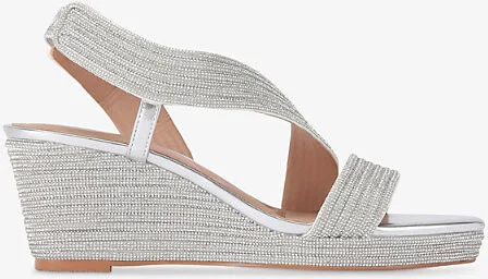 Womens Silver Gala 70 Jewel-Embellished Rope-Effect Wedge-Heeled Woven Sandals Eur 39 / 6 Uk Women