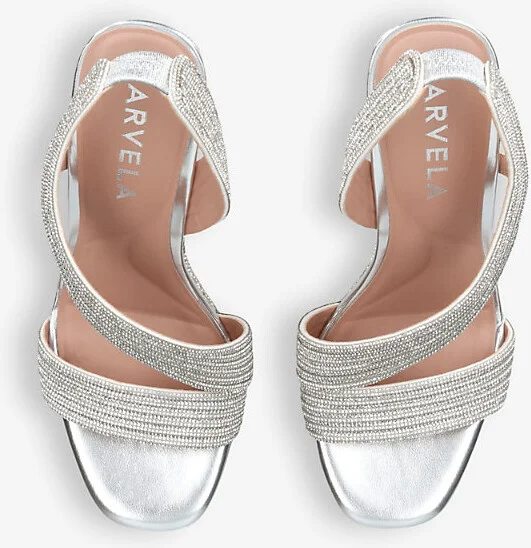 Womens Silver Gala Crystal-Embellished Woven Heeled Sandals Eur 36 / 3 Uk Women - Image 2