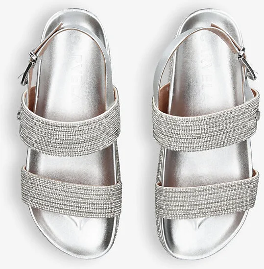 Womens Silver Gala Crystal-Embellished Woven Sandals Eur 38/5 Uk Women - Image 2