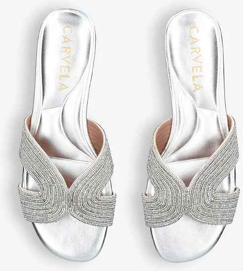 Womens Silver Gala Crystal-Embellished Woven Sandals Eur 41 / 8 Uk Women - Image 2
