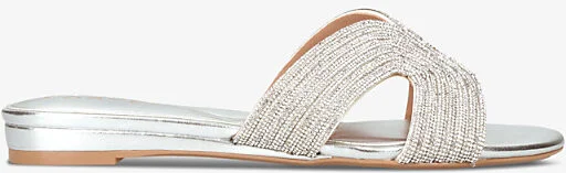 Womens Silver Gala Crystal-Embellished Woven Sandals Eur 41 / 8 Uk Women