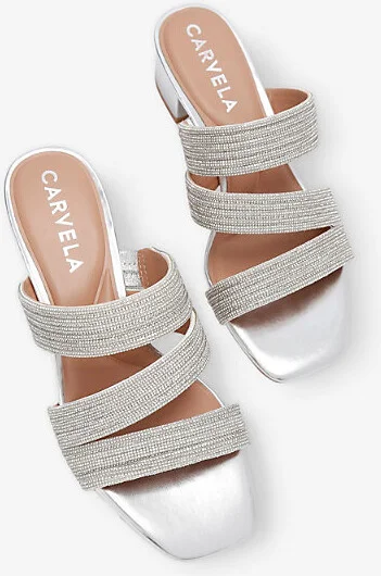 Womens Silver Gala Jewel-Embellished Rope-Effect Woven Mules Eur 38/5 Uk Women - Image 2