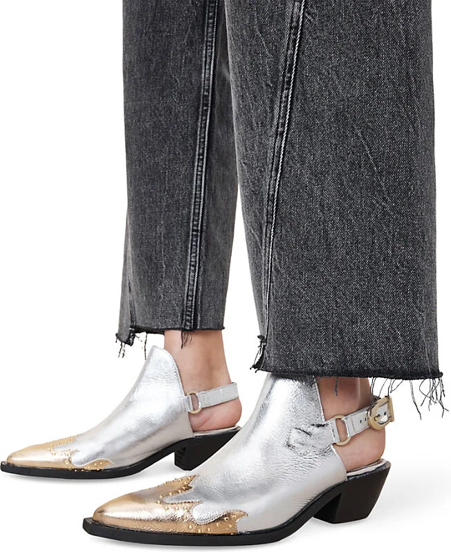 Womens Silver/Gold Desola Metallic Stud Leather Mules Eur 40 / 7 Uk Women - Image 2