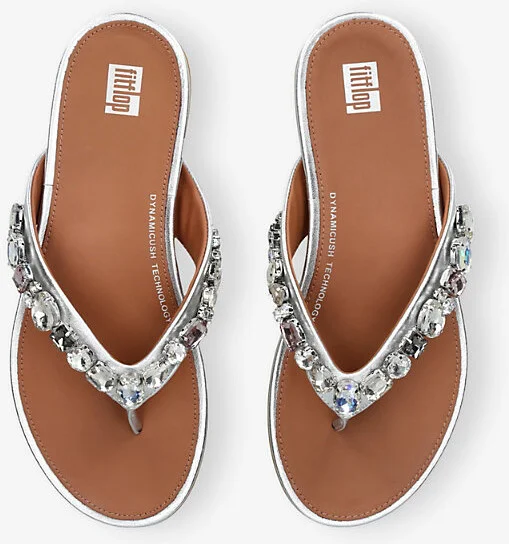 Womens Silver Gracie Crystal-Embellished Metallic-Leather Sandals Eur 41 / 8 Uk Women - Image 2