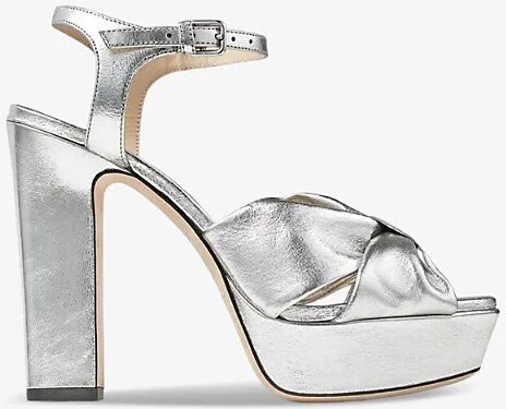 Womens Silver Heloise 120 Bow-Embellished Leather Platform-Heeled Sandals Eur 38.5 / 5.5 Uk Women