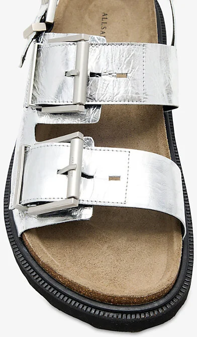 Womens Silver Isla Metallic Leather Sandals Eur 39.5 / 6.5 Uk Women - Image 2