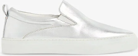 Womens Silver Kinsley Slip-On Low-Top Leather Trainers Eur 40 / 7 Uk Women