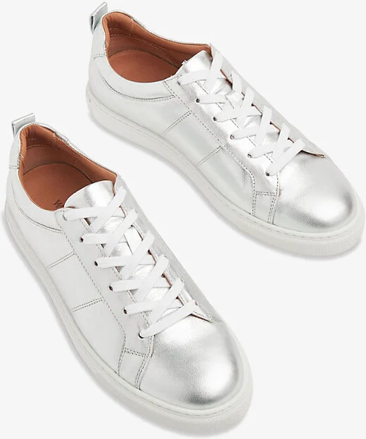 Womens Silver Koki Metallic-Leather Low-Top Trainer Eur 40 / 7 Uk Women - Image 2