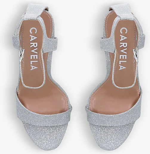 Womens Silver Kolluding Heeled Embellished Woven Sandals Eur 36 / 3 Uk Women - Image 2