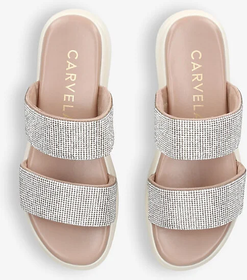 Womens Silver Krypton Embellished Leather Sandals Eur 37 / 4 Uk Women - Image 2