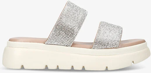 Womens Silver Krypton Embellished Leather Sandals Eur 37 / 4 Uk Women