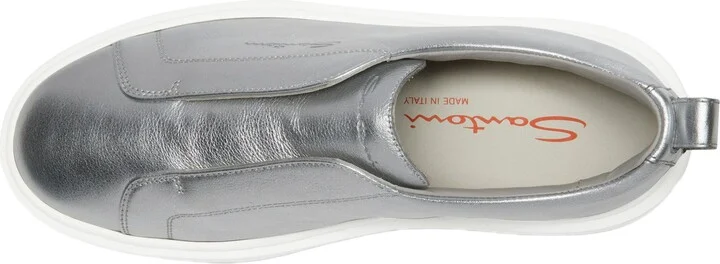 Women's silver laminated leather slip-on sneaker - Image 2