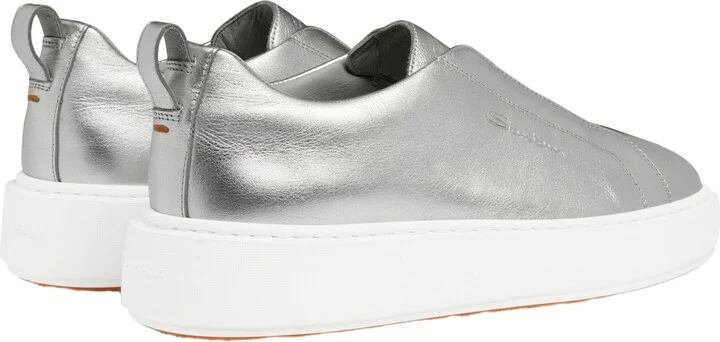 Women's silver laminated leather slip-on sneaker - Image 4