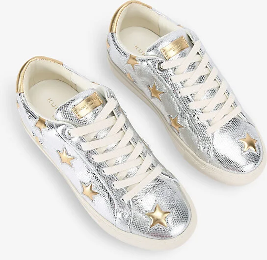 Womens Silver Lane Star Snakeskin-Embossed Metallic-Leather Low-Top Trainers Eur 41 / 8 Uk Women - Image 2