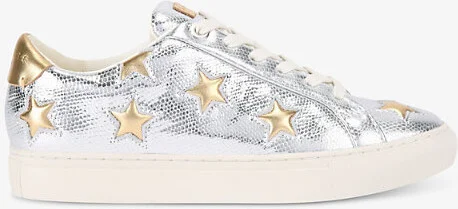 Womens Silver Lane Star Snakeskin-Embossed Metallic-Leather Low-Top Trainers Eur 41 / 8 Uk Women