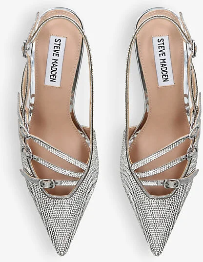 Womens Silver Liana Pointed-Toe Diamante-Embellished Heels Eur 36 / 3 Uk Women - Image 2