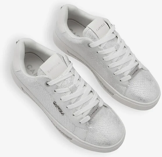 Womens Silver Logo-Badge Faux-Leather Low-Top Trainers Eur 42/ 9 Uk Women - Image 2