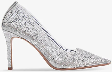Womens Silver Lovebird Crystal-Embellished PVC Courts Eur 37 / 4 Uk Women