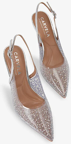 Womens Silver Lovebird Rhinestone-Embellished Vinyl Slingback Courts Eur 39 / 6 Uk Women - Image 2