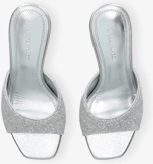 Womens Silver Lupita 95 Crystal-Mesh and Suede Heeled Mules Eur 37.5 / 4.5 Uk Women - Image 2