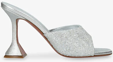 Womens Silver Lupita 95 Crystal-Mesh and Suede Heeled Mules Eur 37.5 / 4.5 Uk Women