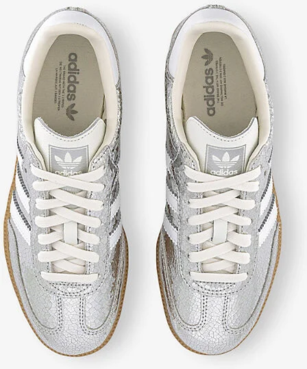 Womens Silver Metalic White Whi Samba Og Metallic Leather Trainers Eur 38.5 / 5.5 Uk Women - Image 2