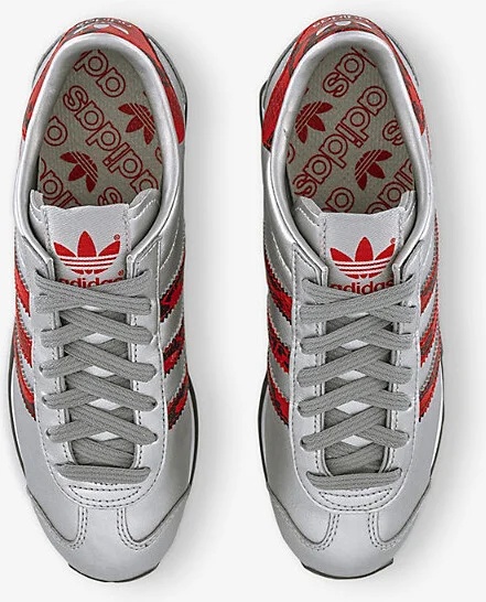 Womens Silver Metallic Country Japan Metallic-Leather Low-Top Trainers 8.5 - Image 2