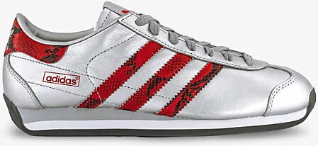 Womens Silver Metallic Country Japan Metallic-Leather Low-Top Trainers 8.5