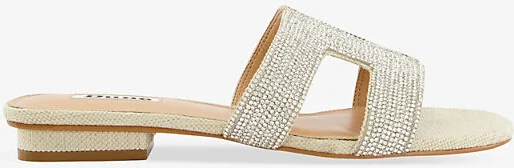 Womens Silver-Metallic Fabric Loupe Cut Out-Strap Embellished Sandals Eur 39 / 6 Uk Women