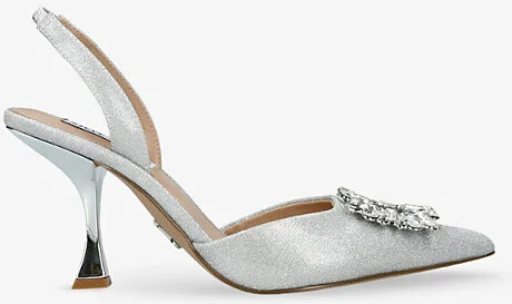Womens Silver Neala Satin Heeled Courts Eur 36 / 3 Uk Women