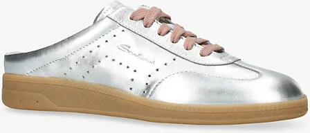 Womens Silver Oly Pulse Sabot Metallic-Leather Mules Eur 38/5 Uk Women
