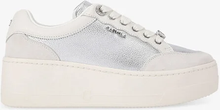 Womens Silver Perenne Branded Low-Top Leather Trainers Eur 36 / 3 Uk Women