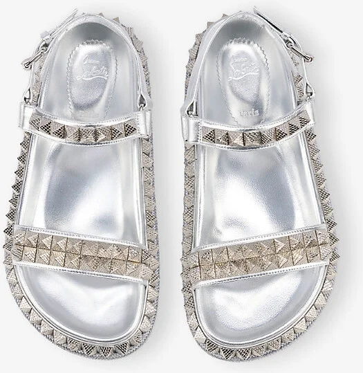Womens Silver Pyrabizz Flat Leather Sandals Eur 40 / 7 Uk Women - Image 2