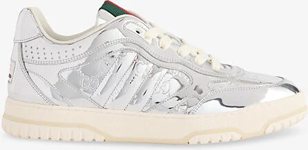 Womens Silver Re-Web Mirror Low-Top Leather Trainers Eur 40 / 7 Uk Women