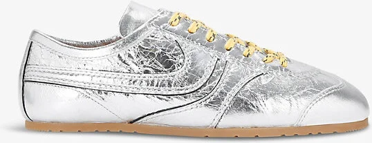 Womens Silver Retro Metallic Leather Low-Top Trainers Eur 39 / 6 Uk Women