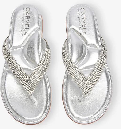 Womens Silver Riviera Jewel Embellished Woven Sandals Eur 36 / 3 Uk Women - Image 2