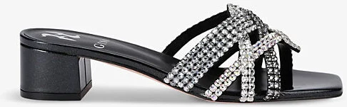 Womens Silver Roma Swarovski Crystal and Leather Heeled Mules Eur 41 / 8 Uk Women