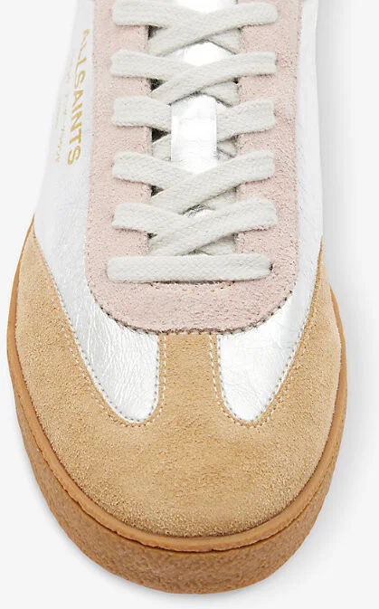 Womens Silver/Rose Pi Thelma Metallic Leather and Suede Low-Top Trainers Eur 38/5 Uk Women - Image 2