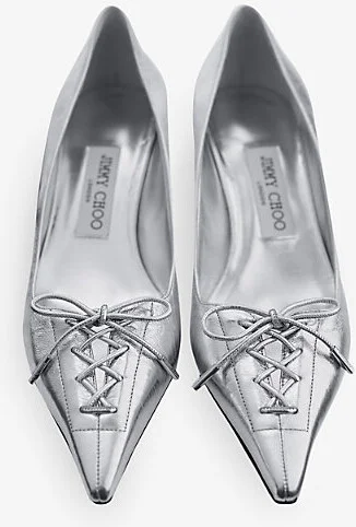 Womens Silver Scarlett 50 Vintage Metallic-Leather Courts Eur 42/ 9 Uk Women - Image 2