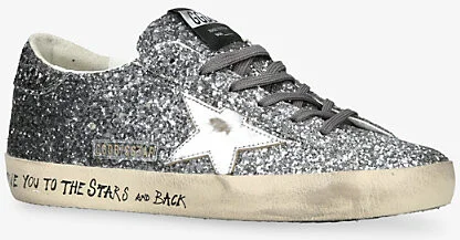 Womens Silver Super Star 60246 Glitter-Embellished Low-Top Trainers Eur 41 / 8 Uk Women - Image 2
