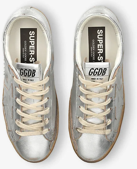 Womens Silver Superstar 70100 Metallic Leather Low-Top Trainers Eur 39 / 6 Uk Women - Image 2